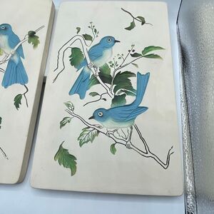 1960’s pair bluebird chalk-ware relief pattern pictures. Milwaukee, Wisconsin